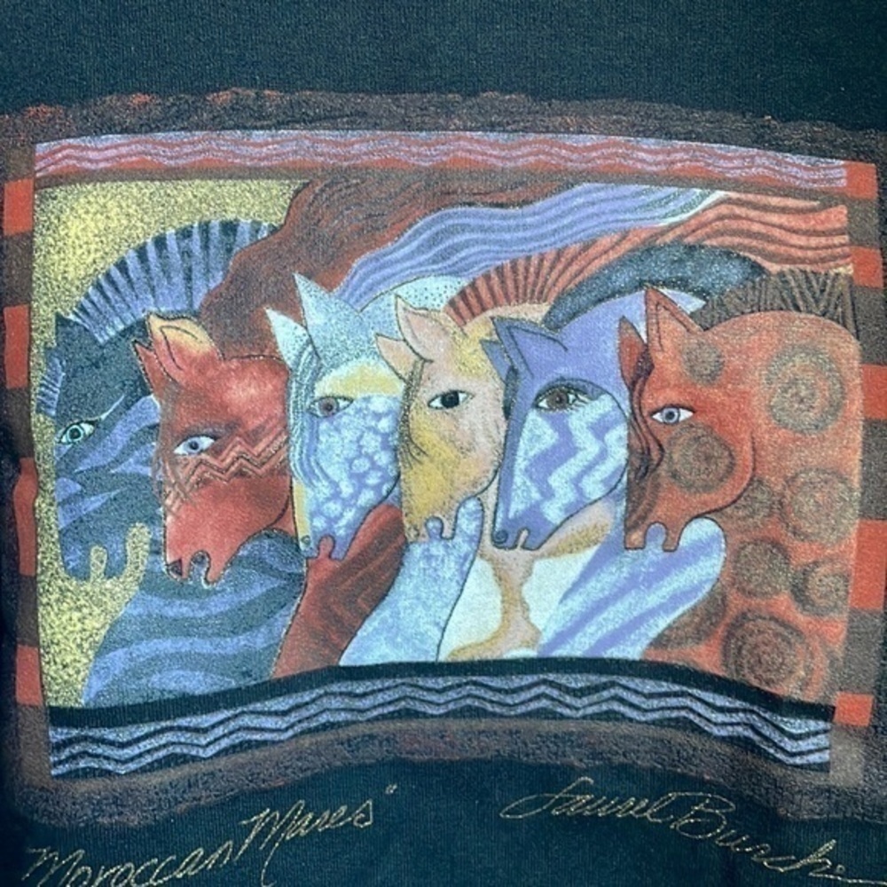 NWT Laurel Burch top “Moroccan Mares" black sweatshirt size 2XL - Picture 2 of 8